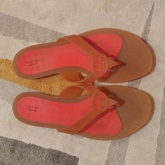 Gucci Shoes Authentic Gucci Logo Jelly Thong Slide Sandals Corral